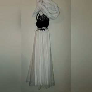 White and black prom dress